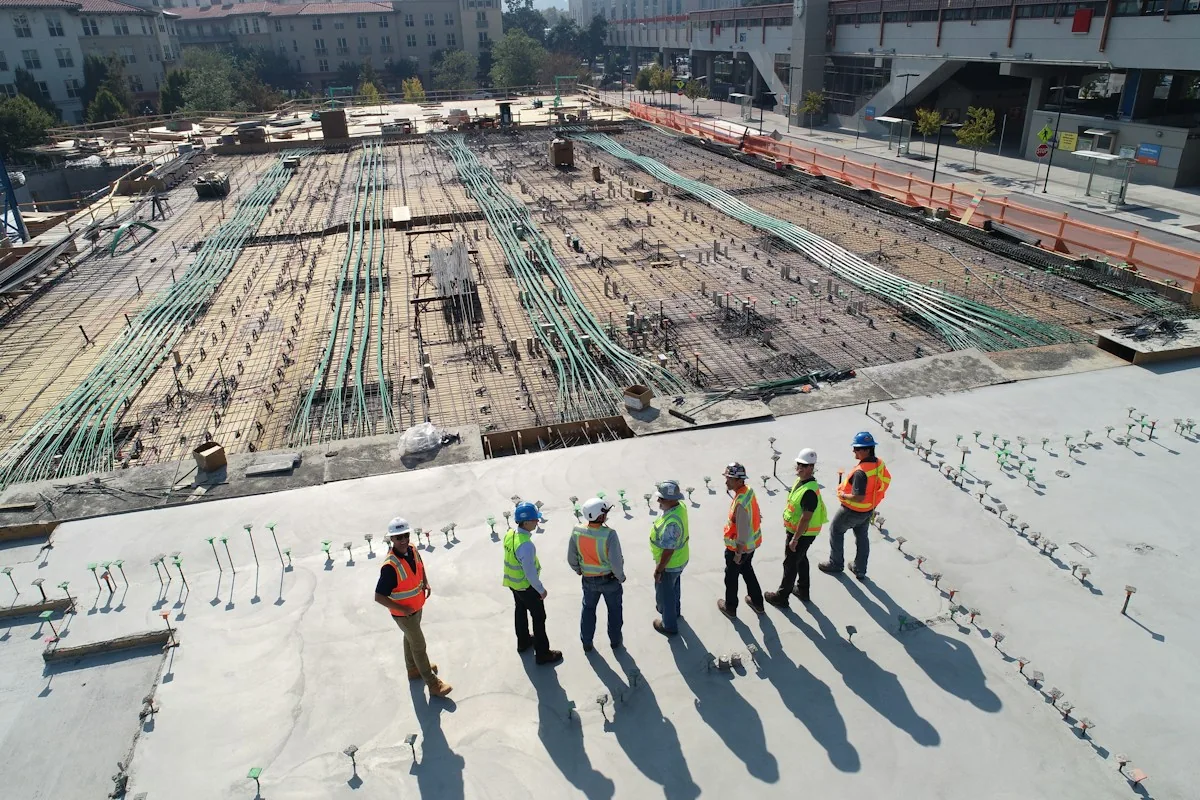 Structural work and site teams on a construction project